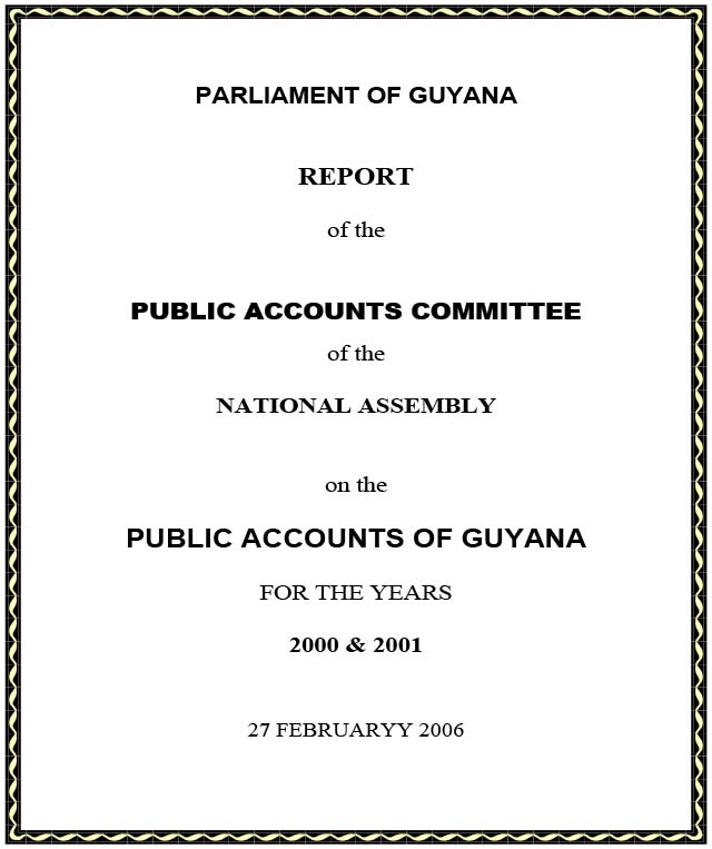 Public Accounts Committe Report 2000 & 2001